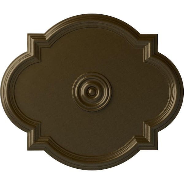 Ekena Millwork 24" W x 20-1/2" H x 1-1/8" Waltz Urethane Ceiling Medallion (Fits Canopies upto 5-1/4"), Brass