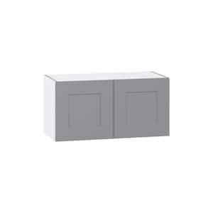 Bristol Painted Slate Gray Shaker Assembled Wall Bridge Kitchen Cabinet (30 in. W x 15 in. H x 14 in. D)