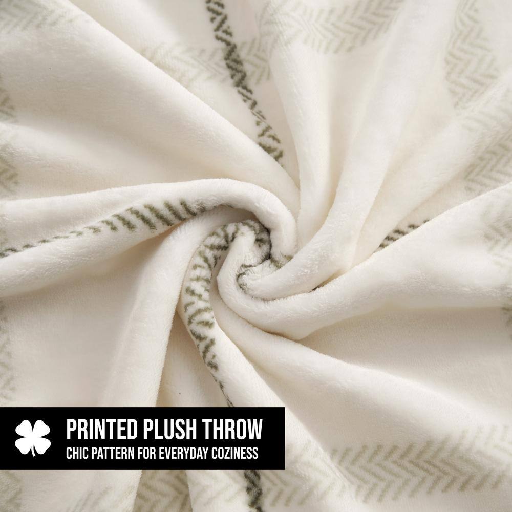 Palmdale White and Sage Green Plaid Microfiber Throw Blanket 50" x 70"