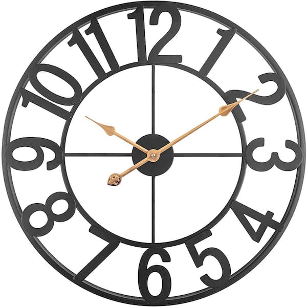 Cubilan Black Arabic Farmhouse Metal Clock