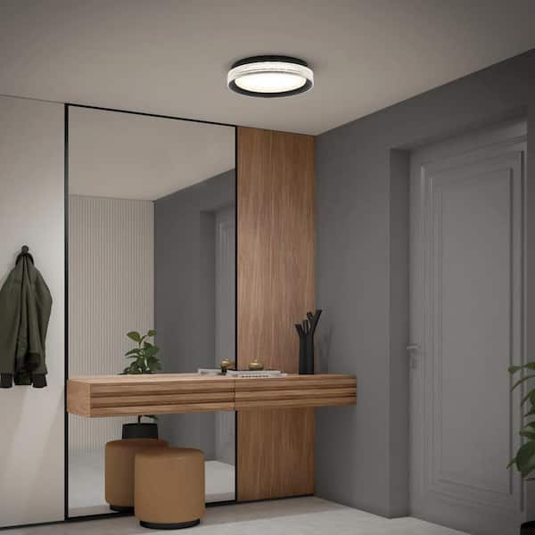 Artika Aston 15 in. 1 Light Black 5CCT Integrated Selectable LED Flush Mount Ceiling Light