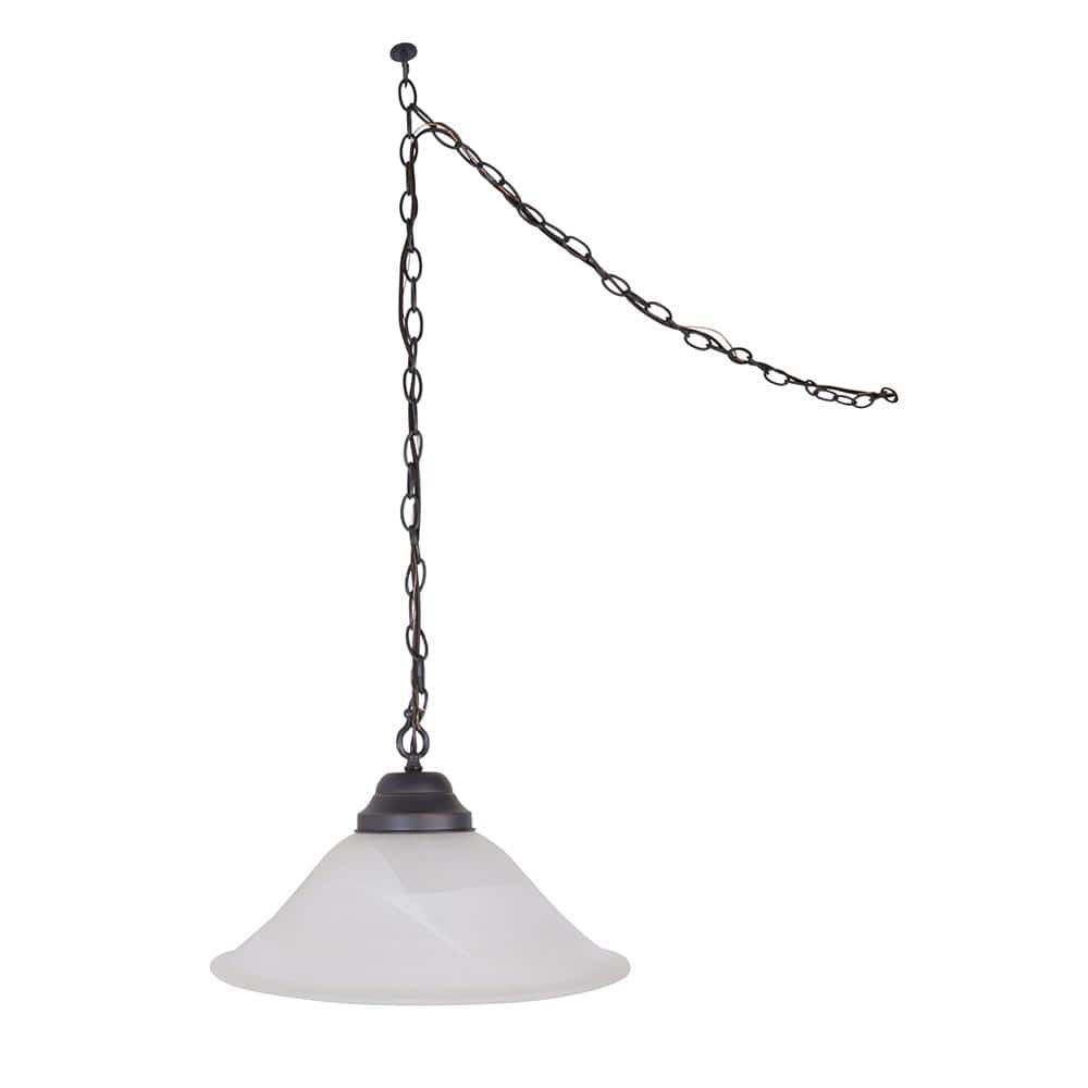 Mini Alabaster Glass & Oil-Rubbed Bronze Pendant Light