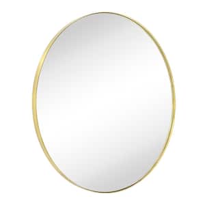 Yolanta 30 in. W x 30 in. H Circular Round Stainless Steel Framed Wall Mounted Bathroom Vanity Mirror in Brushed Gold