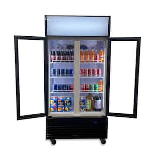 36in.W 18 cu.ft. Slim Fridge Commercial upright glass door Refrigerator Drinks Cooler in Black