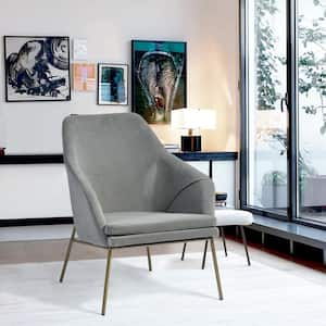Lowry Grey Velvet Upholstered Arm Accent Chair with Removable Cushion