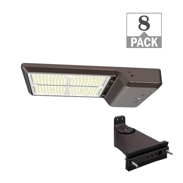 ETI LIGHTING 1000-Watt Equivalent Integrated LED Bronze Area Light Straight Arm Kit 24,000-43,500lm TYPE 3 Adjust Lumens CCT (8-Pack)