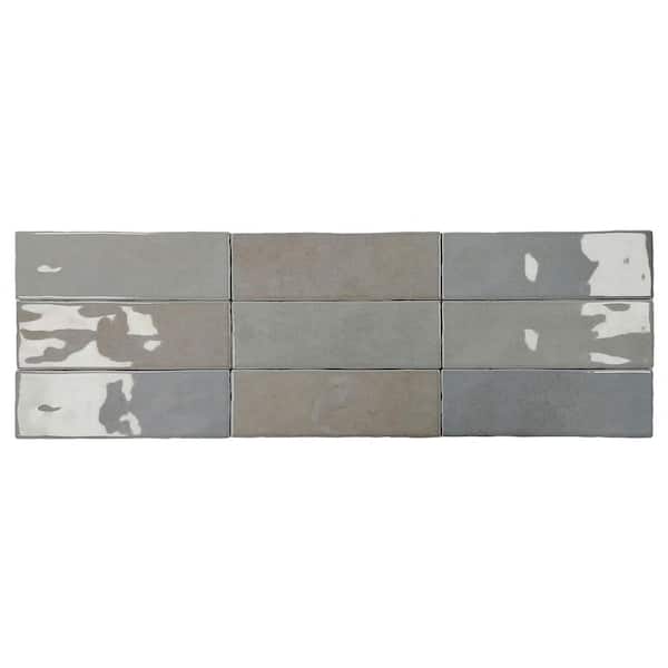 EMSER TILE Passion Gris 3 in. x 8 in. Glossy Porcelain Wall Tile (3.92 sq. ft./Case)