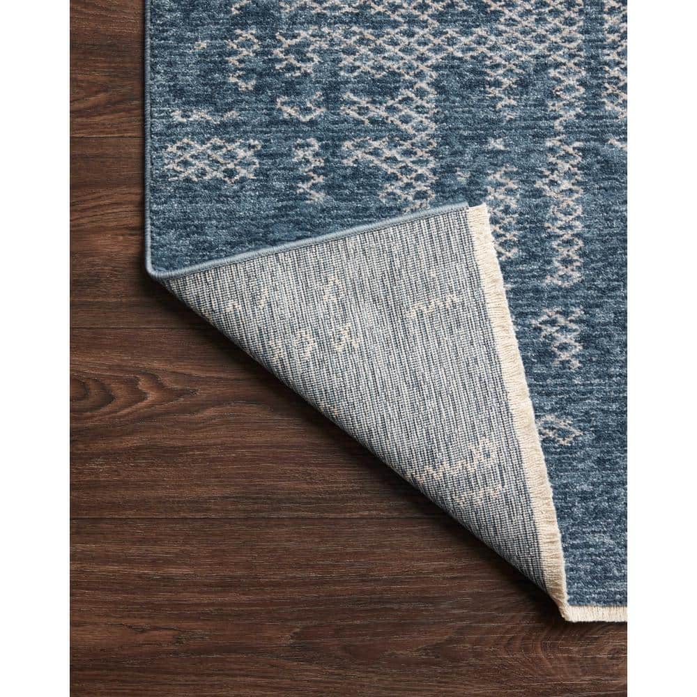 Denim and Dove Blue Abstract Runner Rug, 2'7" x 12'