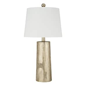 24 in. Faux Wood and Soft Gold Luster Rustic Farmhouse Table Lamp
