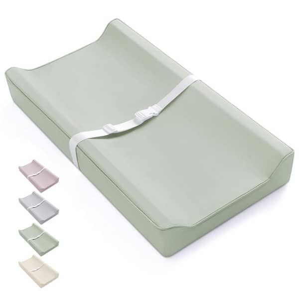 Leather Baby Changing Pad with Waterproof and Wipe-Clean PU Cover, Standard Size Cozy Diaper Changing Pad, Green