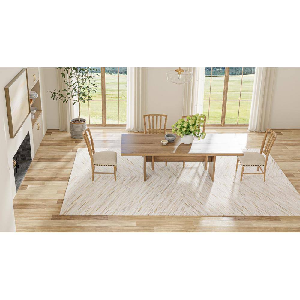 Luxurious Camel Cowhide Geometric Rug 5' x 8'