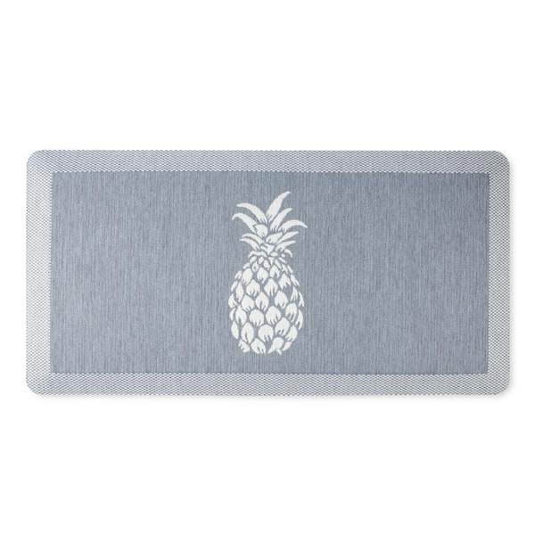 MARTHA STEWART Aloha Modern Pineapple Blue 19.6 in. x 39 in. Anti-Fatigue Kitchen Mat