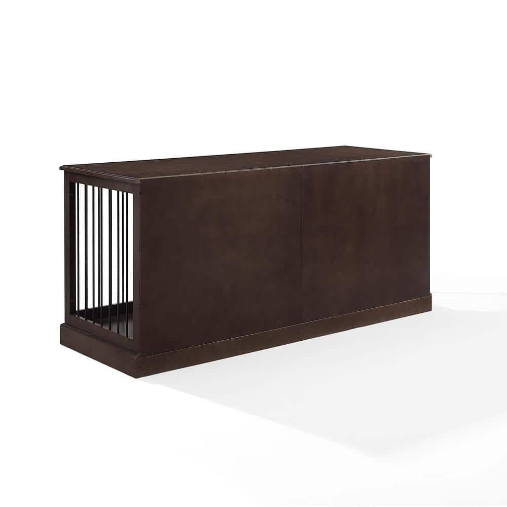 Winslow Large Dark Brown Wood and Steel Pet Crate Credenza