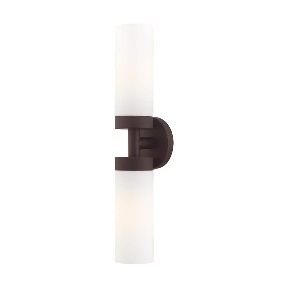 Aero Contemporary 2-Light Bronze Vanity with Satin Opal White Glass