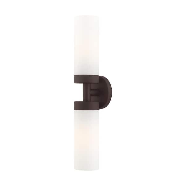 AVIANCE LIGHTING Aspen 19.25 in. 2-Light Bronze ADA Vanity Light with Satin Opal White Glass