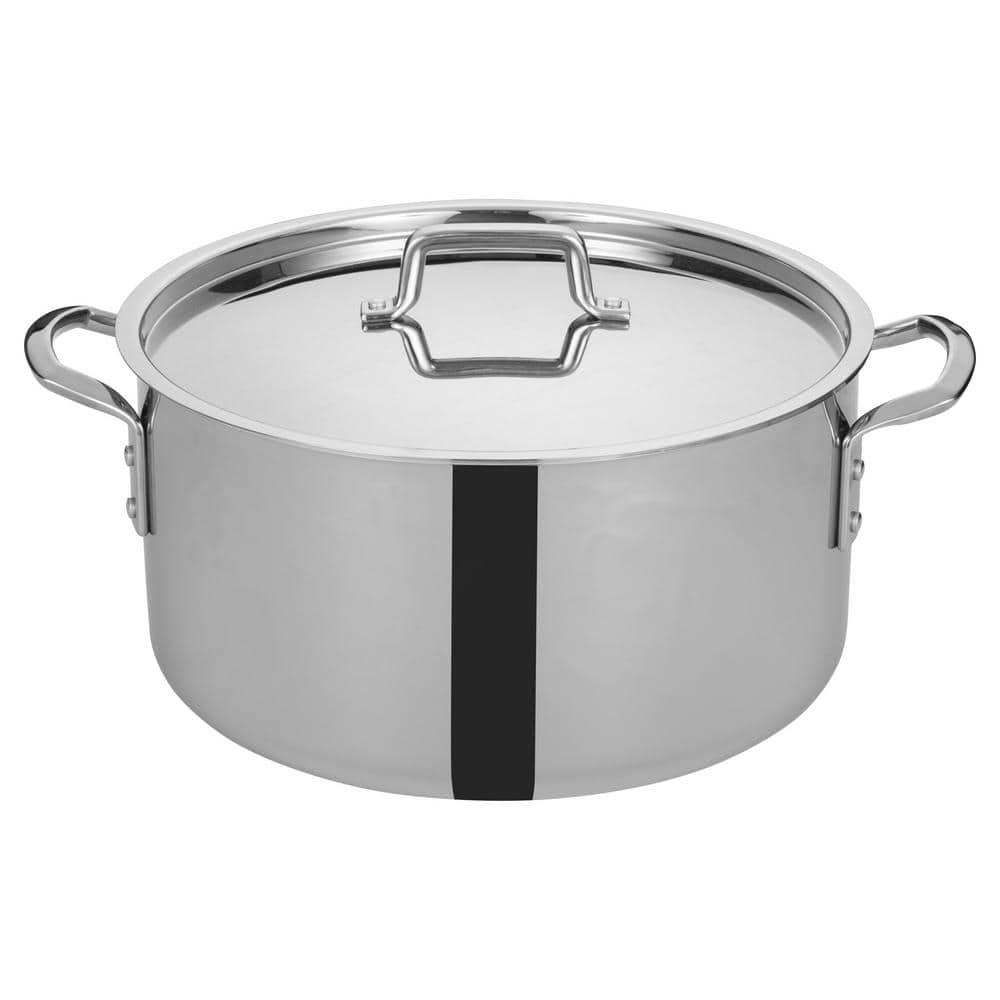 Winco 20 qt. Triply Stainless Steel Stock Pot with Cover