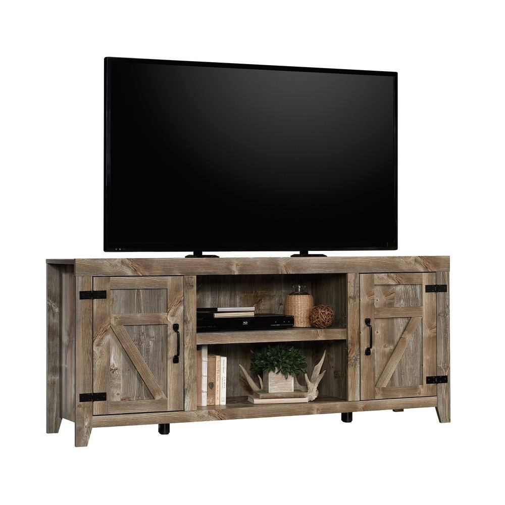 Black Rustic Wood Farmhouse TV Stand with Cabinet