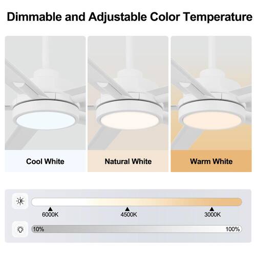 60 in. (5 ft.) 5 Aluminium Blades Indoor Smart Ceiling Fan with Integrated LED and Remote, White Ceiling Fans