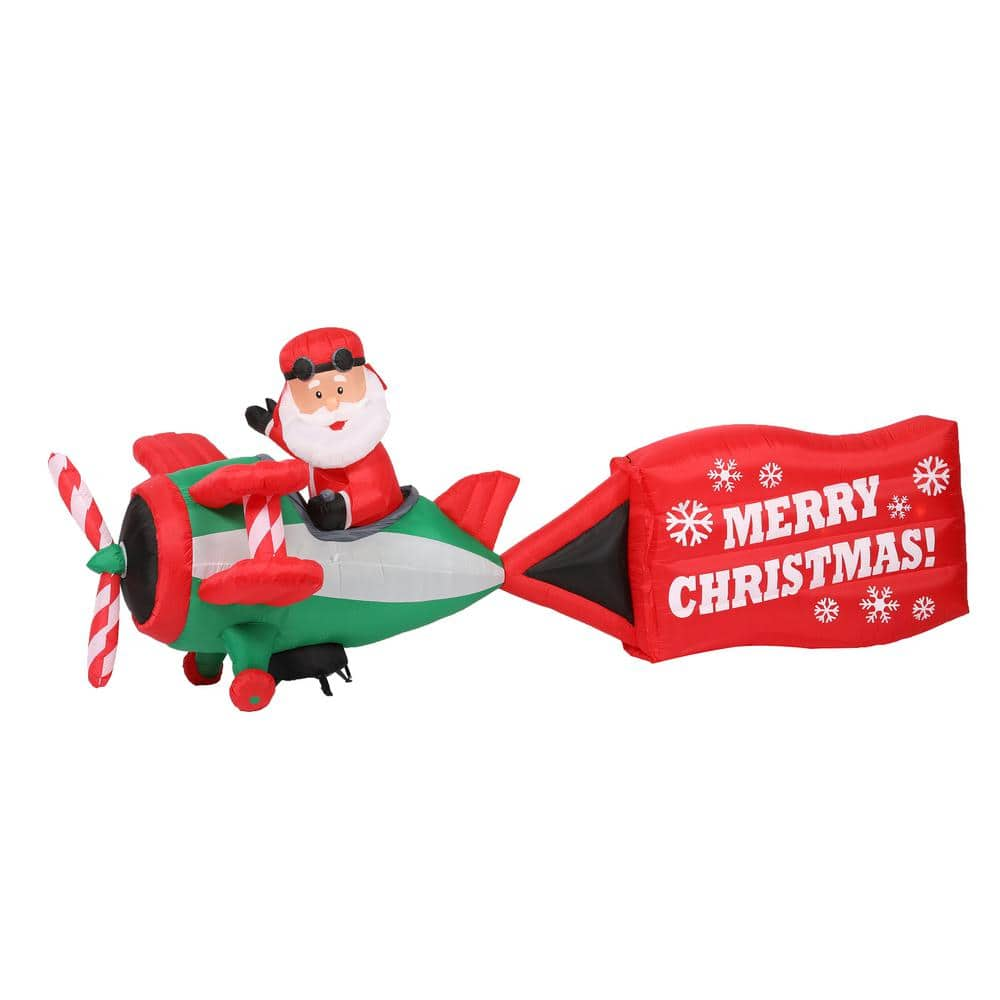 Home Accents Holiday 16 ft. Inflatable Santa on Airplane 39602X The