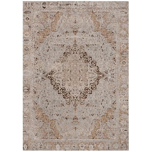 Classic Vintage Taupe 5 ft. x 8 ft. Floral Area Rug