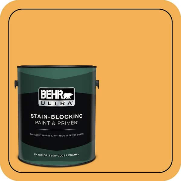 BEHR ULTRA 1 gal. #PMD-20 Goldenrod Field Semi-Gloss Enamel Exterior Paint & Primer