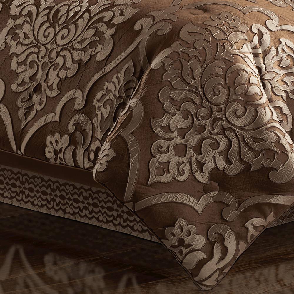 King Brown Microfiber Gathered Embellishment Bedspread Set