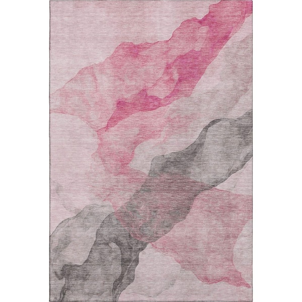 Mayfield Premium Machine Washable Abstract AMF2109 Blush 9 ft. x 12 ft. Area Rug