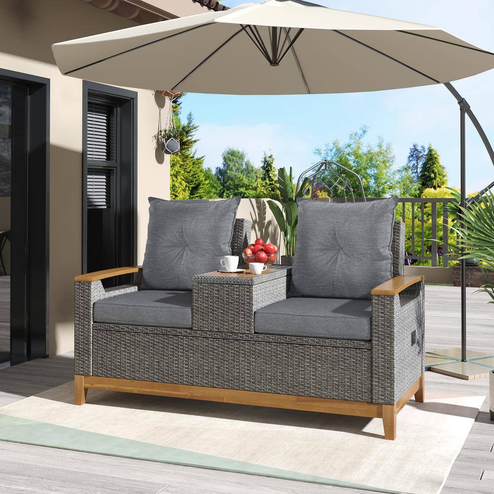 Anvil Gray PE Wicker Rattan Outdoor Patio Adjustable Backrest