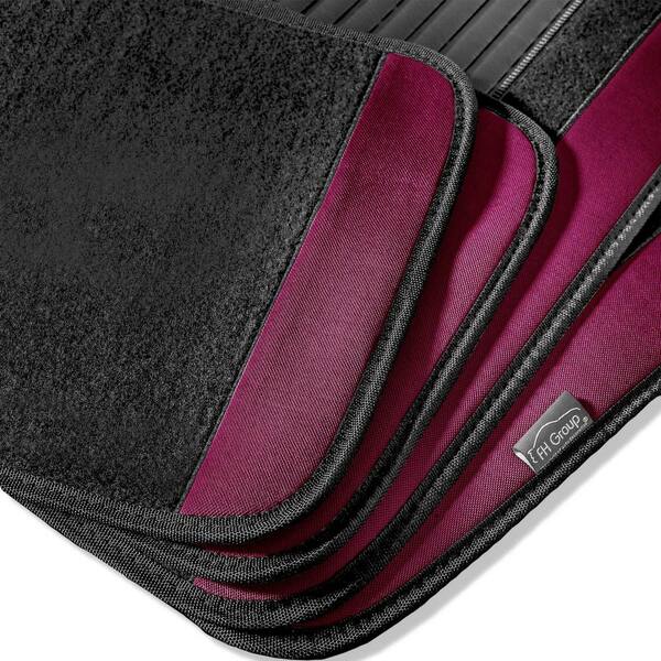 FH Group 4-Piece Burgundy Universal Carpet Floor Mat Liners with