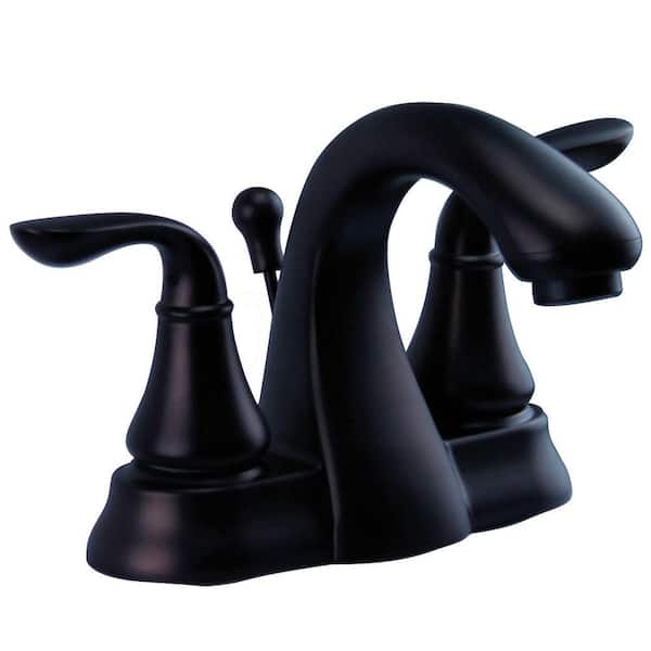 Kingston Brass Fusion 4 in. Centerset 2-Handle Mid-Arc Bathroom Faucet in Oil Rubbed Bronze