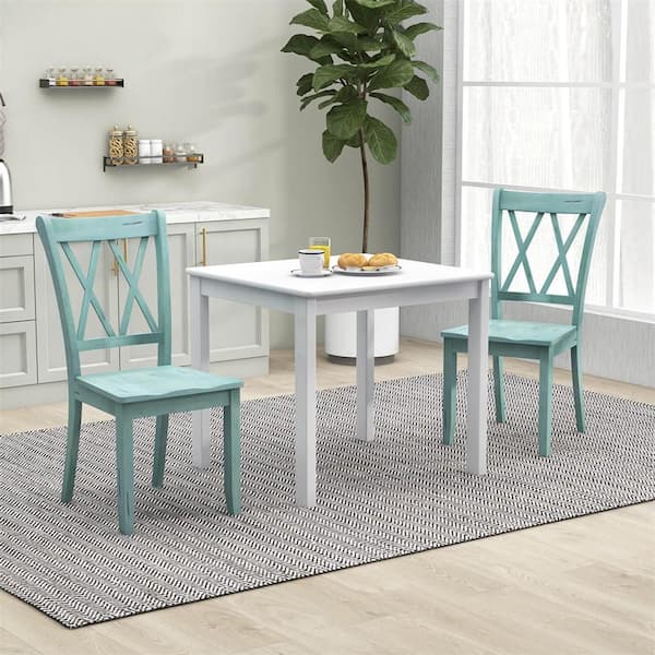 Costway Mint Green Wood Dining Chair Cross Back Dining Room Side
