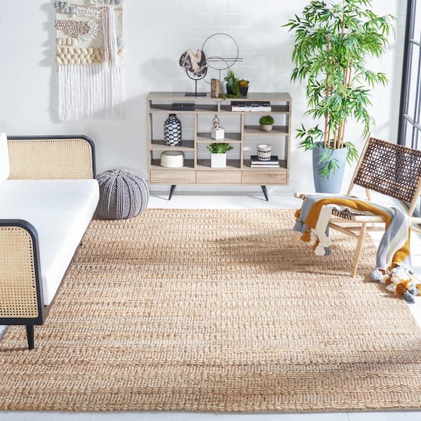 Natural Fiber 10 ft. x 14 ft. Natural Solid Color Area Rug