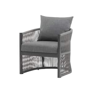 Mapleton Outdoor Patio Lounge Chair with Rope Accents, Aluminum, Grey