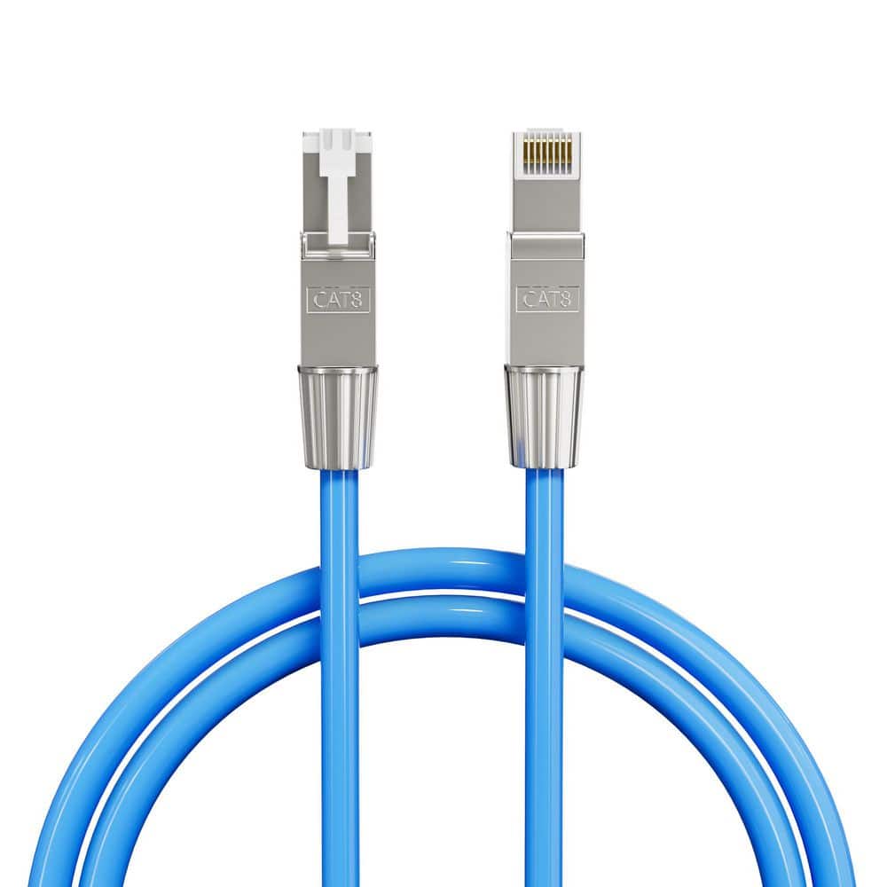 50 ft. Blue CAT8 CMR 22 AWG Ethernet Patch Cable Data - 40GB Individual Electro-Magnetic Tinned Copper Braid Shield price history on PriceWatchPro