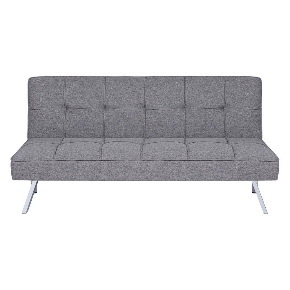 HOMESTOCK Gray Modern Futon Sofa Bed Convertible Futon with Linen