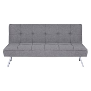 Gray Modern Futon Sofa Bed - Convertible Futon with Linen Fabric for Premium Comfort, Stylish & Durable.