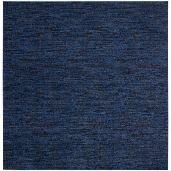 Nourison Essentials 9 ft. x9 ft. Midnight Blue Square Solid Indoor/Outdoor Area Rug