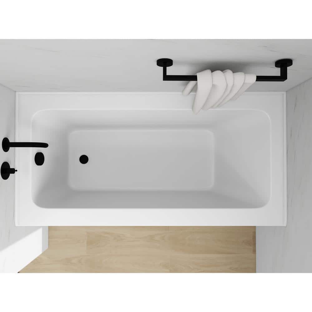 White Matte Black 60" Acrylic Alcove Skirt Bathtub