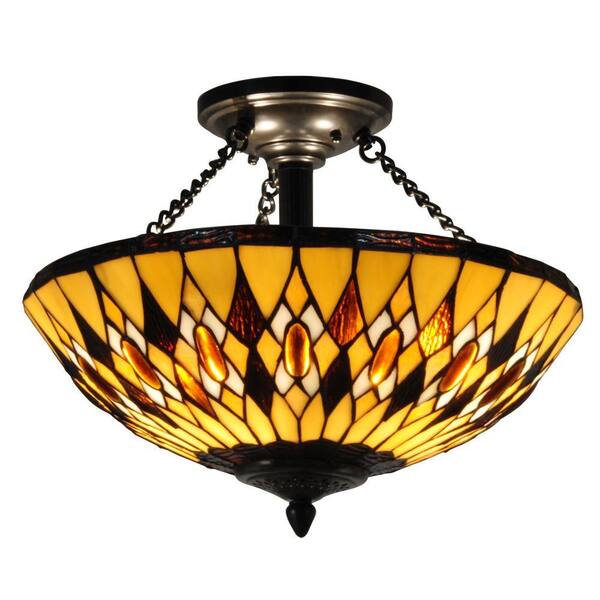 Dale Tiffany Ginger Diamond 2-Light Antique Bronze Semi Flush Mount