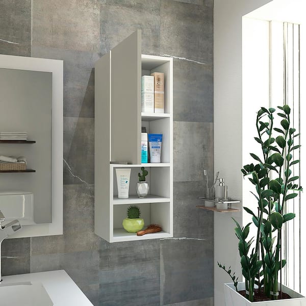 White gloss bathroom wall cabinet sales