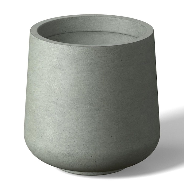 Morrava 13.5 in. Medium Sage Gray (Enhanced Interior) Concrete Round Planter / Pot with Drainage Holes