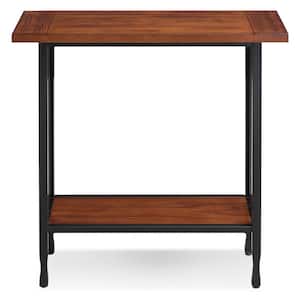 Ironcraft 30 in. W x 11 in. D Mission Oak and Matte Black Rectangle Wood Console Table with Shelf