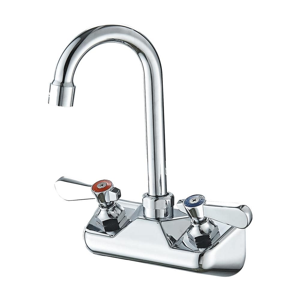 Double Handle Wall Mount Standard Kitchen Faucet in Polished Chrome
