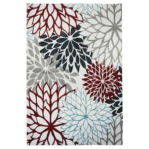 Moroccan Collection White 8 ft. x 10 ft. Floral Polypropylene Area Rug