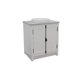 Plantation 31 in. W x 22 in. D Bath Vanity in White with Granite Vanity Top in Gray with White Round Basin