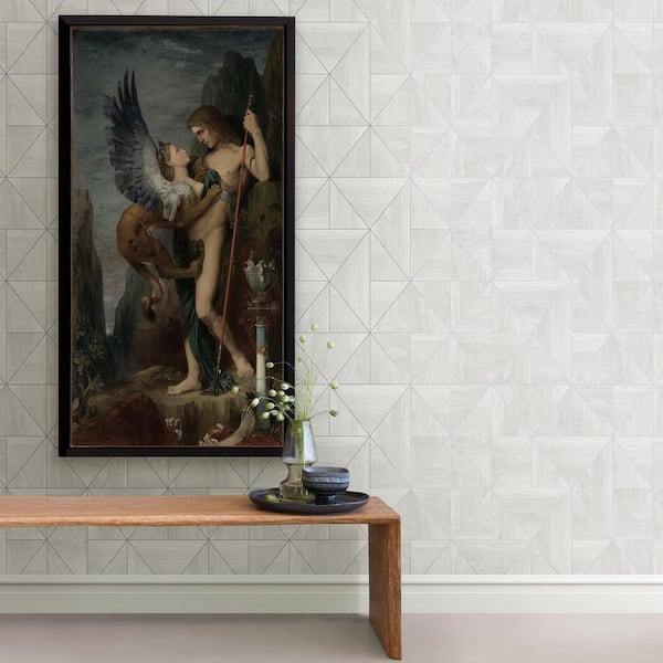 Cheverny Light Grey Wood Tile Light Grey Wallpaper Sample