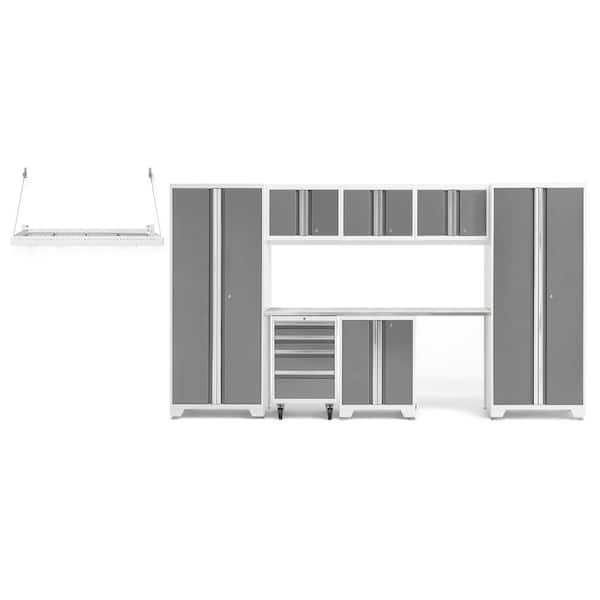 NewAge Products Bold Series 8-Piece 24-Gauge Steel Garage Storage System in Platinum Silver (132 in. W x 77 in. H x 18 in. D)