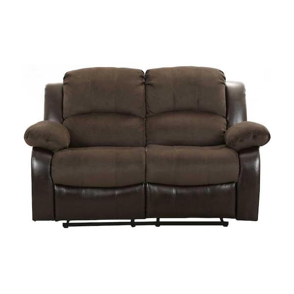 EVERGLADE HOME Bianca 62.5 in. W Flared Arm Polyester Straight Double Reclining Loveseat in 2-Tone Brown