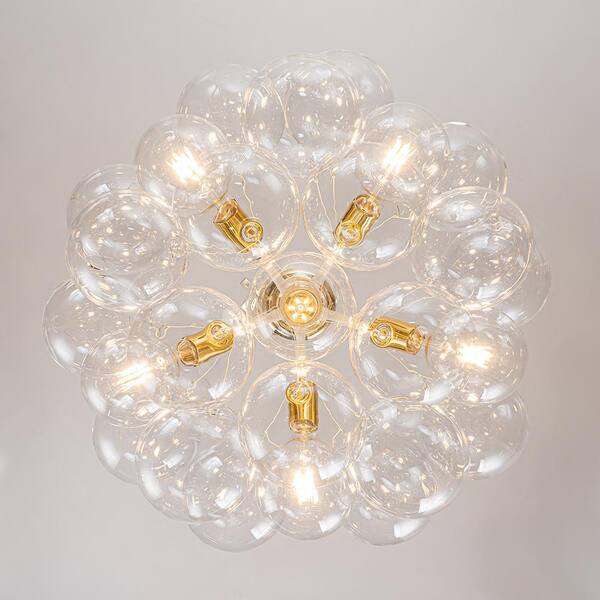 HUOKU Alma 6-Light 24.8 in.W Gold and White Cluster Bubble