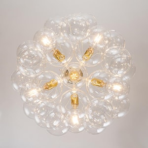 Alma 6-Light Gold/White Cluster Bubble Globe Chandelier with Clear Glass for Large Room (18-Shade, G125 Bulb Included)